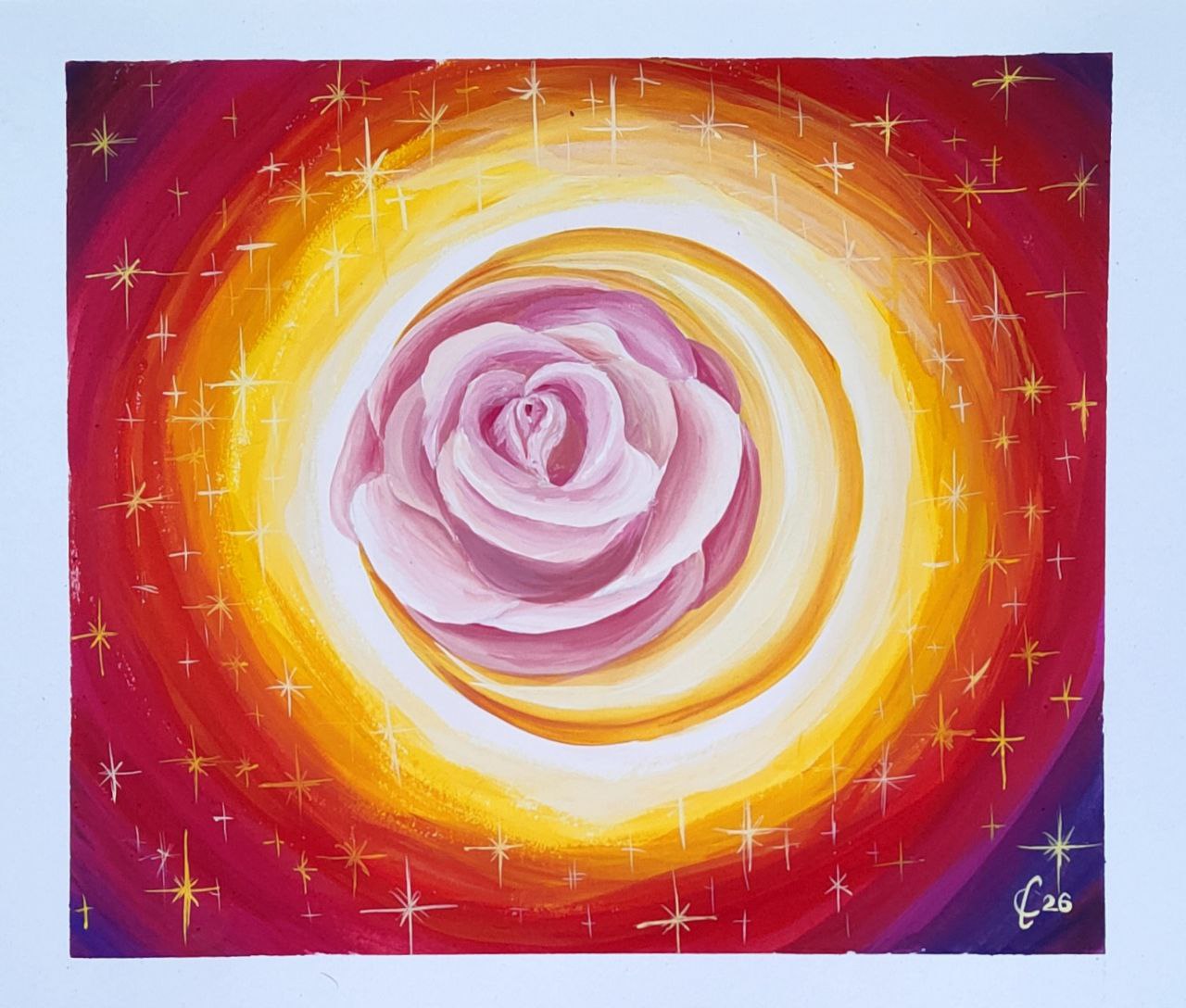 Роза в свете — акрил